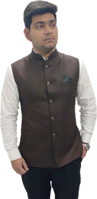 ALJAAMI Sleeveless Solid Men Jacket