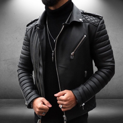 First leather Full Sleeve Solid Men Jacket