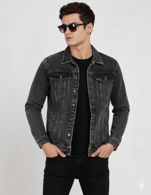 LuxeStyle Full Sleeve Textured Men Denim Jacket
