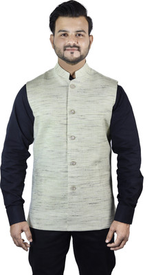 W S TEXTILE Self Design Men Waistcoat