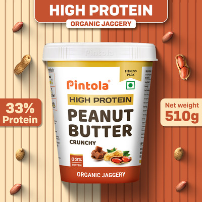 Pintola High Protein Peanut Butter (Organic Jaggery) (Crunchy)(510 g)