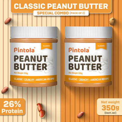 Pintola Classic Peanut Butter American Recipe (Crunchy)(700 g, Pack of 2)