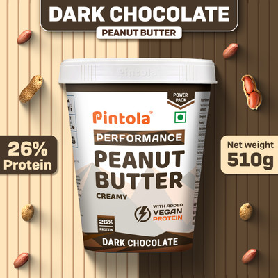 Pintola Dark Chocolate Performance Series Peanut Butter (Creamy) | Vegan Protein(510 g)
