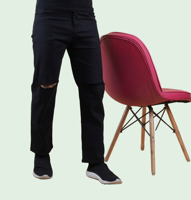 White leapard Regular Men Black Jeans