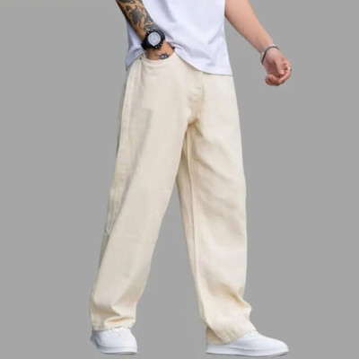 shre.ce Loose Fit Men Beige Jeans