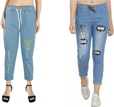 VOLMERE Jogger Fit Girls Light Blue Jeans(Pack of 2)
