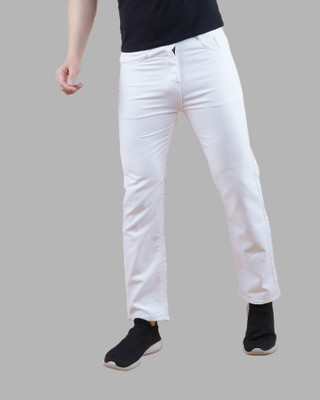 White leapard Relaxed Fit Men White Jeans