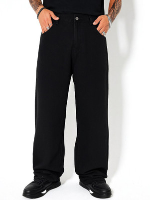 LEVORCE Loose Fit Men Black Jeans