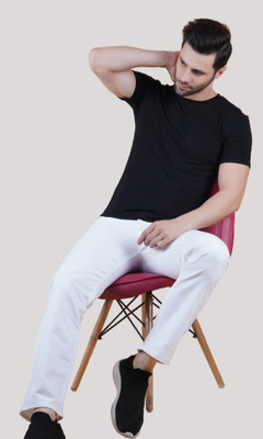 White leapard Relaxed Fit Men White Jeans