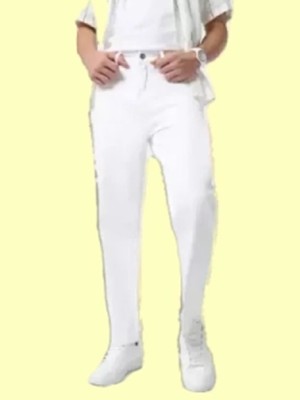 Flaring Relaxed Fit Men White Jeans