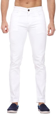 YGDEAL Men's Premium Solid Comfort Stretch Cotton Regular Men White Jeans