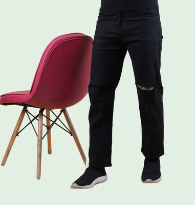 White leapard Relaxed Fit Men Black Jeans