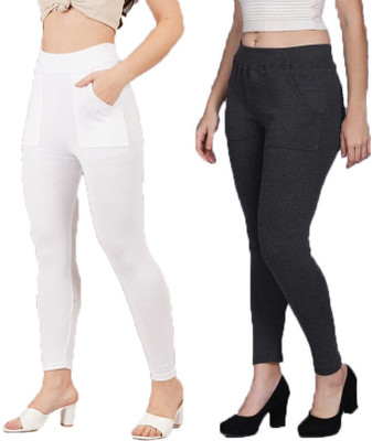 house of common White, Grey Jegging(Solid)