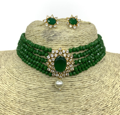 GEODE DELIGHT Brass Green Jewellery Set(Pack of 3)