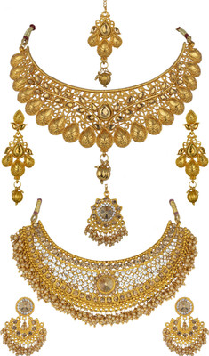 AK JEWEL STORES Alloy Gold-plated Gold, Yellow Jewellery Set(Pack of 2)