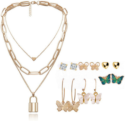 YouBella Alloy Gold-plated Multicolor Jewellery Set(Pack of 1)
