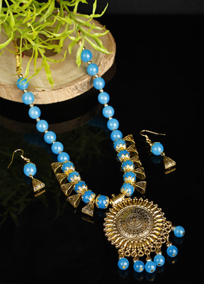 Foxy Trend Alloy Gold-plated Turquoise Jewellery Set(Pack of 3)