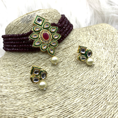 GEODE DELIGHT Alloy Maroon Jewellery Set(Pack of 3)