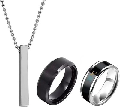 Stylish Colony Stainless Steel Rhodium Silver, Black Jewellery Set(Pack of 3)