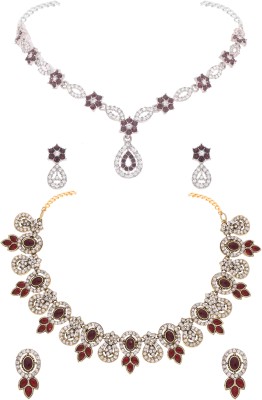 Vedda Brass Gold-plated Silver, Gold, Maroon Jewellery Set(Pack of 2)