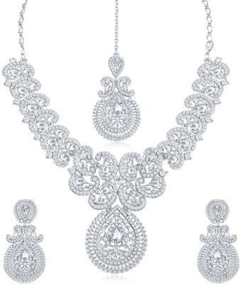 Sukkhi Alloy Rhodium Silver Jewellery Set(Pack of 1)