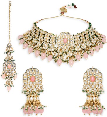 Oomph Alloy Gold-plated Pink, White, Gold Jewellery Set(Pack of 3)