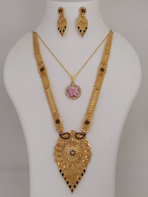 DENISHA Brass Gold Jewellery Set(Pack of 1)