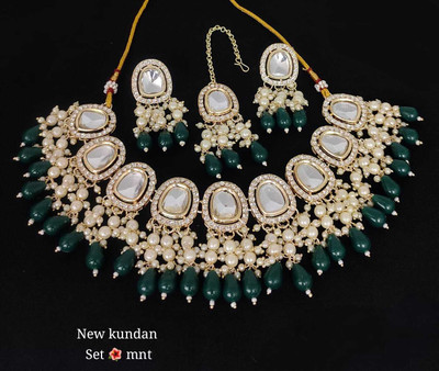 Gyaan Jewels Alloy Gold-plated Green Jewellery Set(Pack of 2)