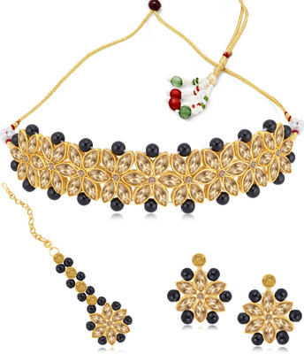 Sukkhi Alloy Gold-plated Black Jewellery Set(Pack of 1)