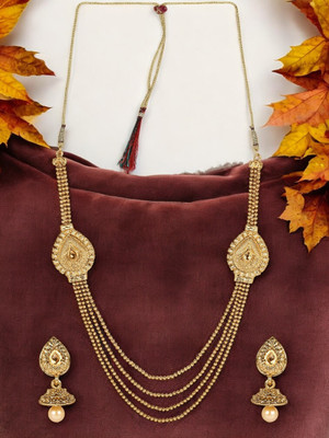 JEWELS GURU Brass, Alloy Gold-plated Gold, White Jewellery Set(Pack of 1)