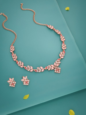 Alasca Brass Gold-plated Rose Gold, Pink Jewellery Set(Pack of 1)