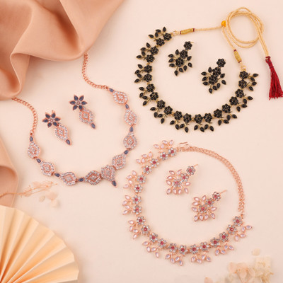 brado jewellery Brass Gold-plated Rose Gold, Gold Jewellery Set(Pack of 3)