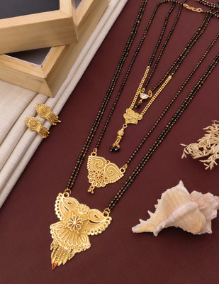 TINALIVA Brass Gold-plated Gold, Black Jewellery Set(Pack of 5)