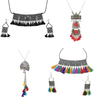 URBANELA Oxidised Silver Multicolor Jewellery Set(Pack of 1)