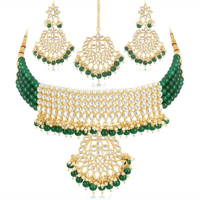 Sukkhi Alloy Gold-plated Green Jewellery Set(Pack of 1)