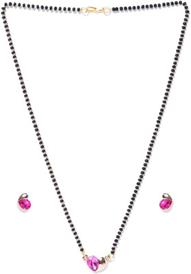 Divastri Alloy Gold-plated Pink Jewellery Set(Pack of 3)