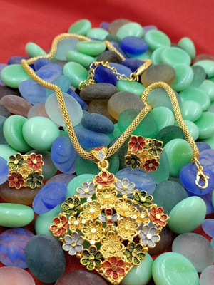 DENISHA Brass Gold-plated Multicolor Jewellery Set(Pack of 1)