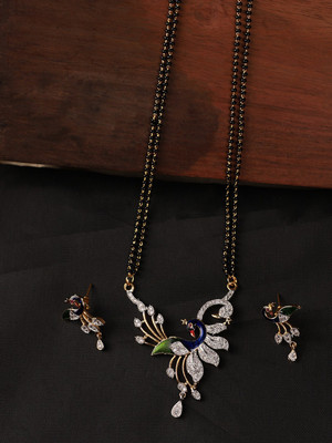 Anika's Creation Brass Gold-plated White Jewellery Set(Pack of 1)