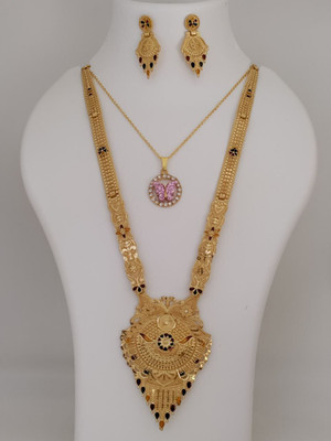 DENISHA Brass Gold-plated Gold Jewellery Set(Pack of 1)