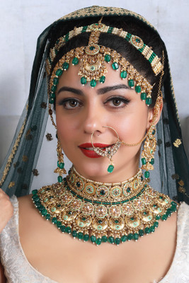 SHIV SHAKTI JEWELLERS Alloy Gold-plated Green Jewellery Set(Pack of 4)