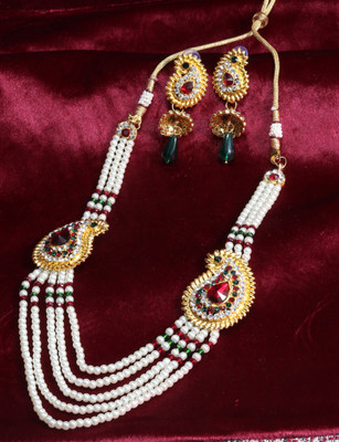 JEWELS GURU Alloy Gold-plated Gold, White, Red, Green, Multicolor Jewellery Set(Pack of 1)
