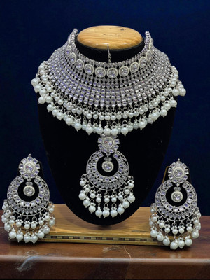 Tulsi Art Jewels Alloy Gold-plated White Jewellery Set(Pack of 3)