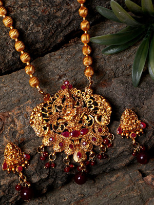 JEWELS GURU Alloy Gold-plated Maroon Jewellery Set(Pack of 1)