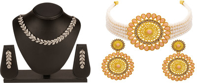 AK JEWEL STORES Alloy Gold-plated Multicolor Jewellery Set(Pack of 2)