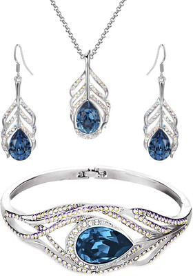 Divastri Alloy Silver Blue Jewellery Set(Pack of 4)