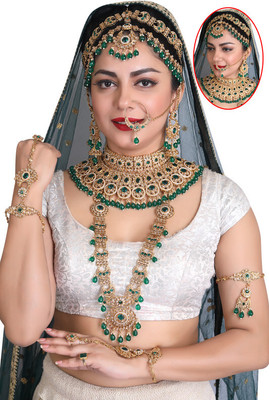 SHIVSHAKTI Alloy Gold-plated Green Jewellery Set(Pack of 7)