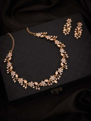 Vedda Brass Gold-plated Gold, White Jewellery Set(Pack of 1)