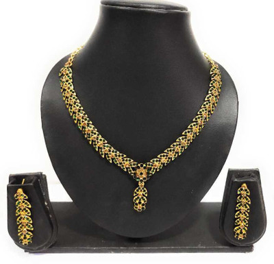 Rhymee Alloy Gold-plated Green Jewellery Set(Pack of 2)
