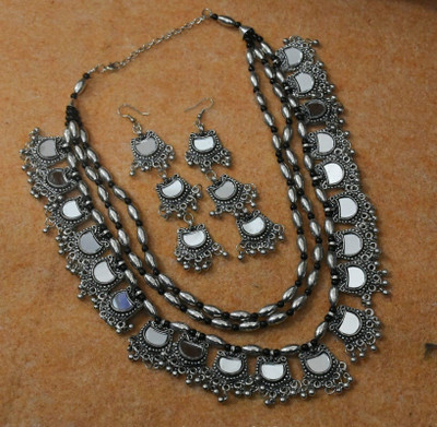 GEODE DELIGHT Oxidised Silver Silver Jewellery Set(Pack of 3)