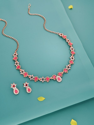 Vedda Brass Gold-plated Rose Gold, Pink Jewellery Set(Pack of 1)